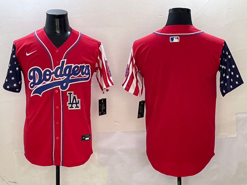 Men Los Angeles Dodgers Blank Red a generation of national flags Joint name 2025 Nike MLB Jersey style 8->los angeles dodgers->MLB Jersey